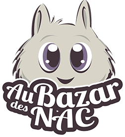Au Bazar des NAC 2 Logo Au Bazar des NAC avec un personnage animalier aux grands yeux.