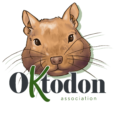 Logo de l’association Oktodon avec une tête d’octodon dans un cercle vert.